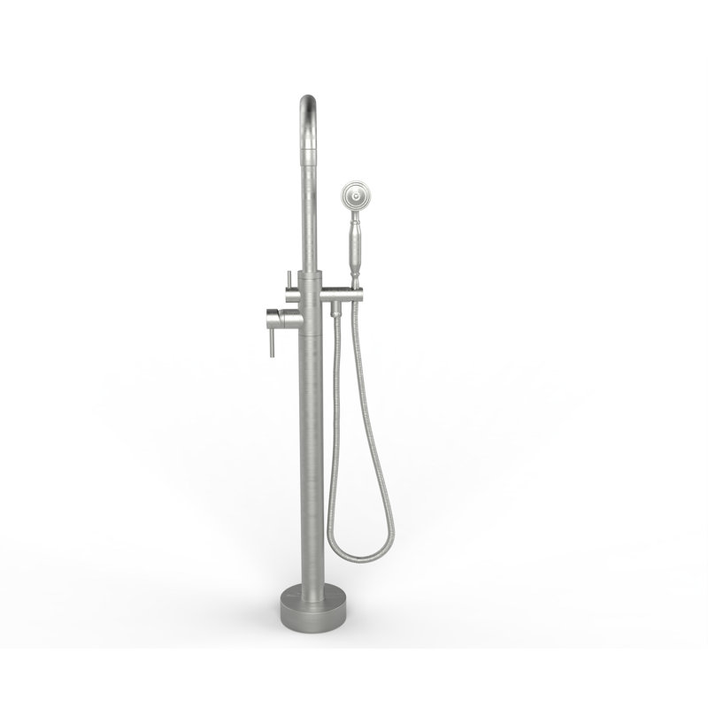 Floor Mounted Freestanding Single Handle Tub Filler Faucet Neptune - Brushed Nickel, Float Handle, Brushed Nickel