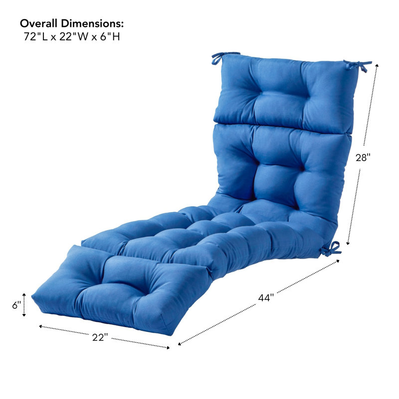 Coussin de chaise longue d'extérieur capitonné Shipton, Bleu marine