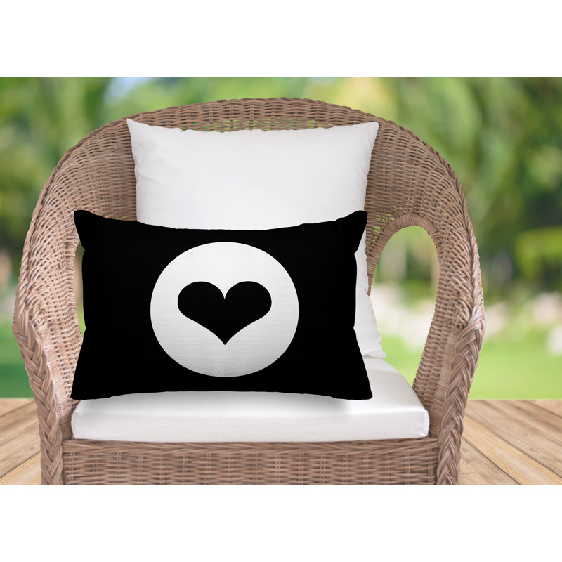 Housse et insert de coussin rectangulaire Sweet Heart, Noir