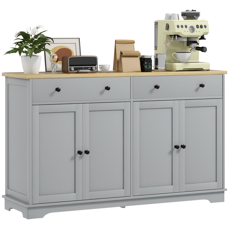 Sideboard Cabinet with Storage Drawers Adjustable Shelves,wood, Black