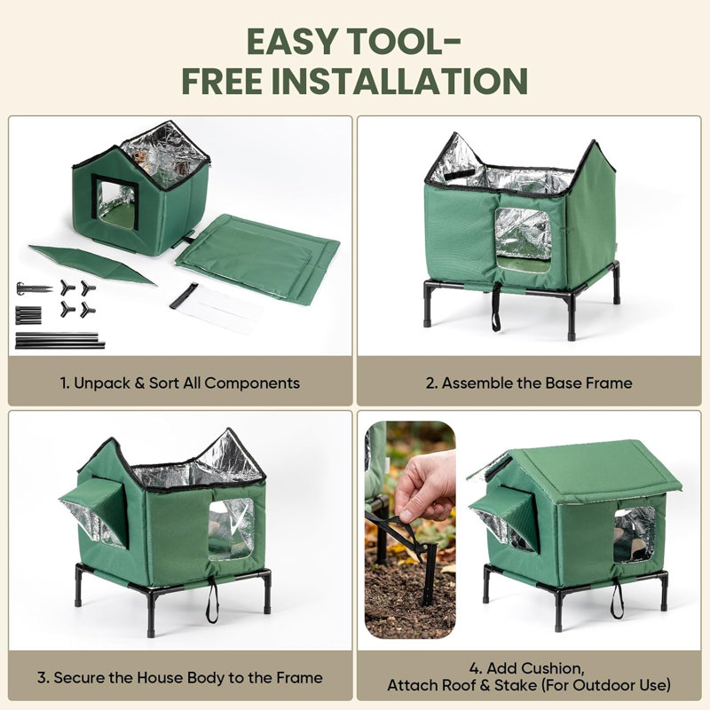 Orthopedic Elevated Hooded Cat Mat Nest Bolster Pet Bed