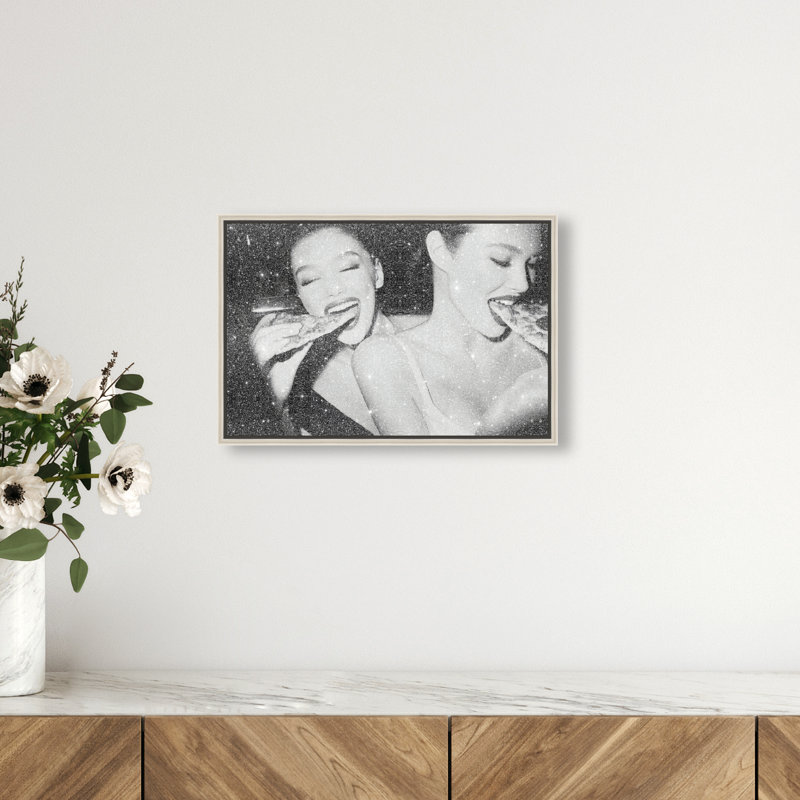 Midnight Mozzarella Canvas Food & Beverages Print by Oliver Gal, Black Frame, 15 x 10, 37"H x 55"W, Silver Floater Frame