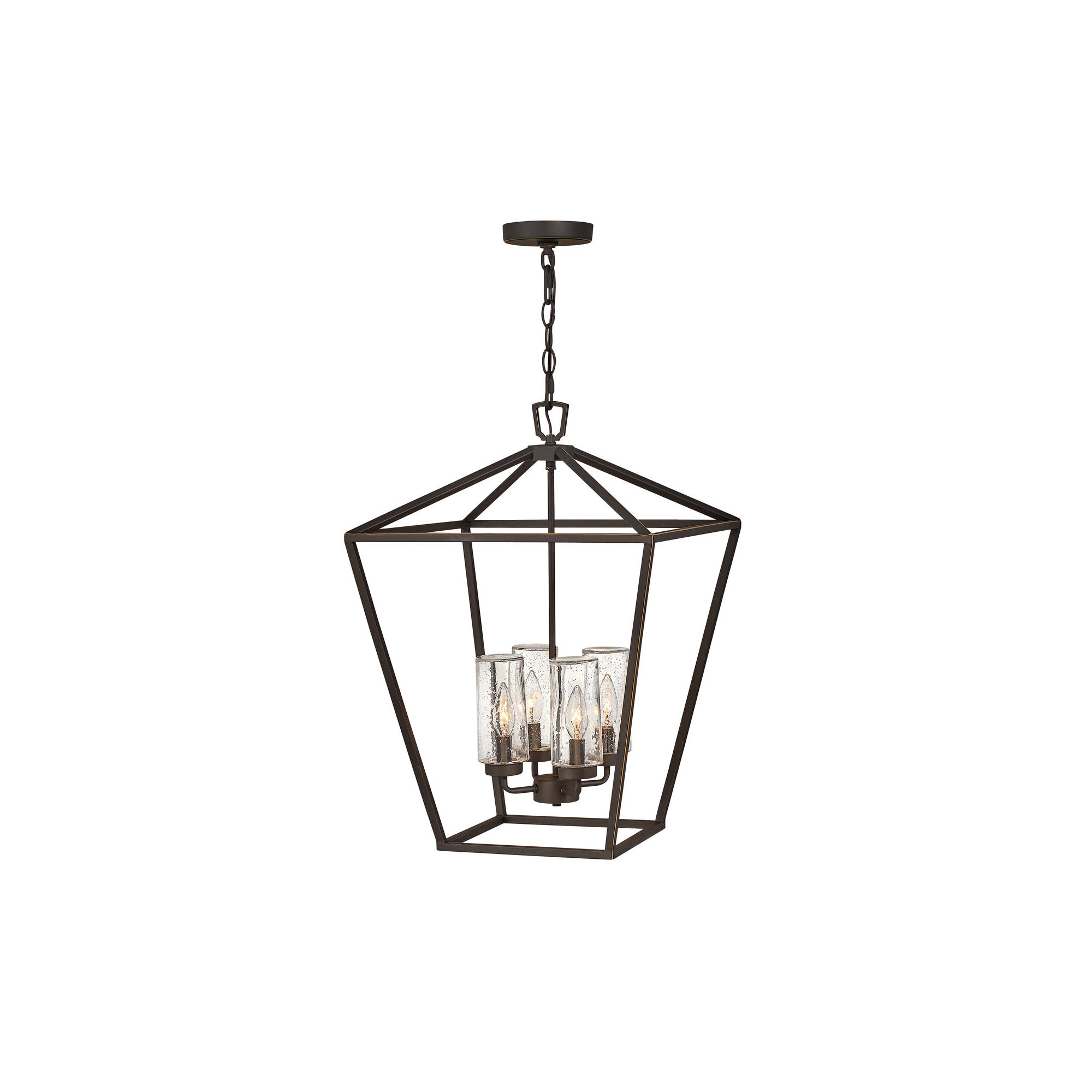 Alford Place 4 -Bulb 24.5" H Outdoor Hanging Lantern, Oil Rubbed Bronze, 100W