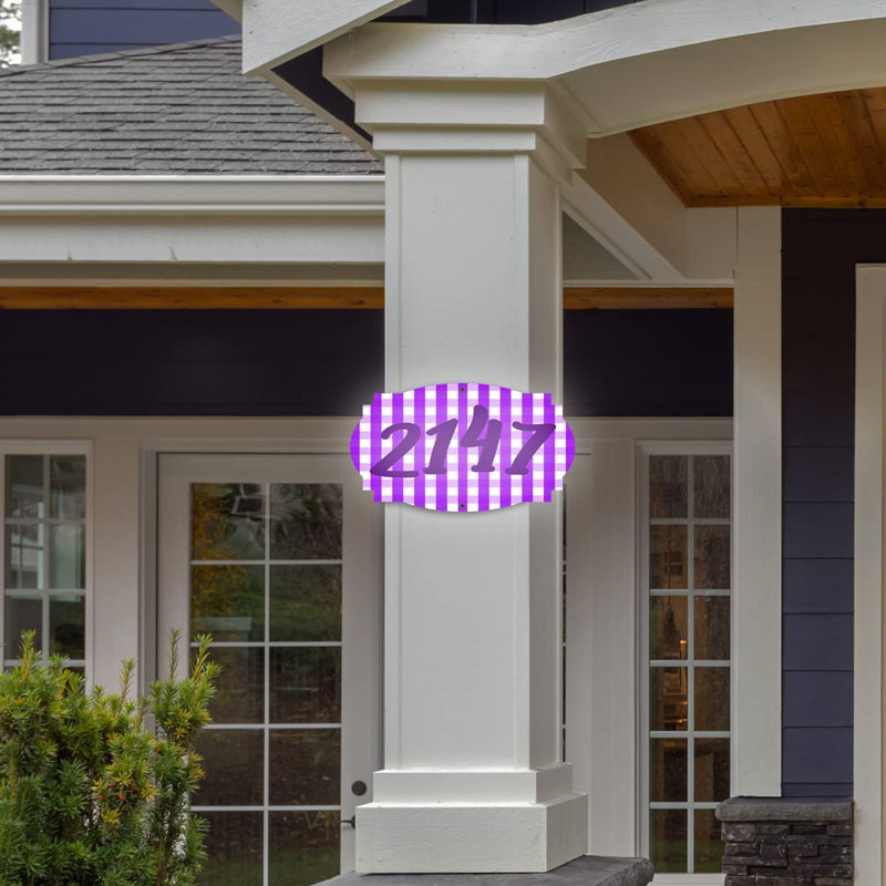 Plaque d'adresse murale sur 1 ligne, Mauve, Oui
