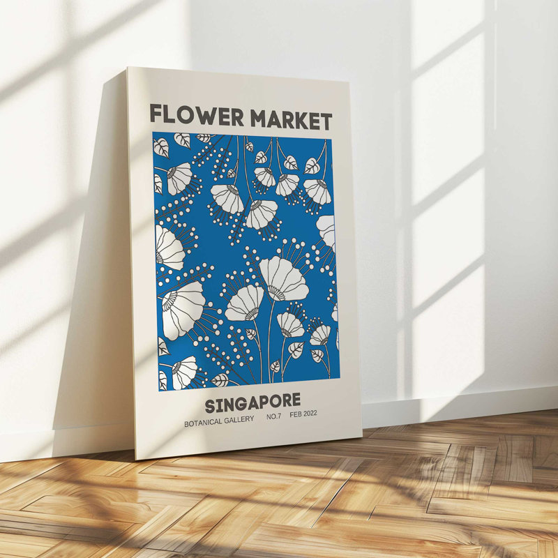 Marché aux fleurs rétro de Singapour, H 12 po x l 8 po x P 1,25 po, Toile tendue