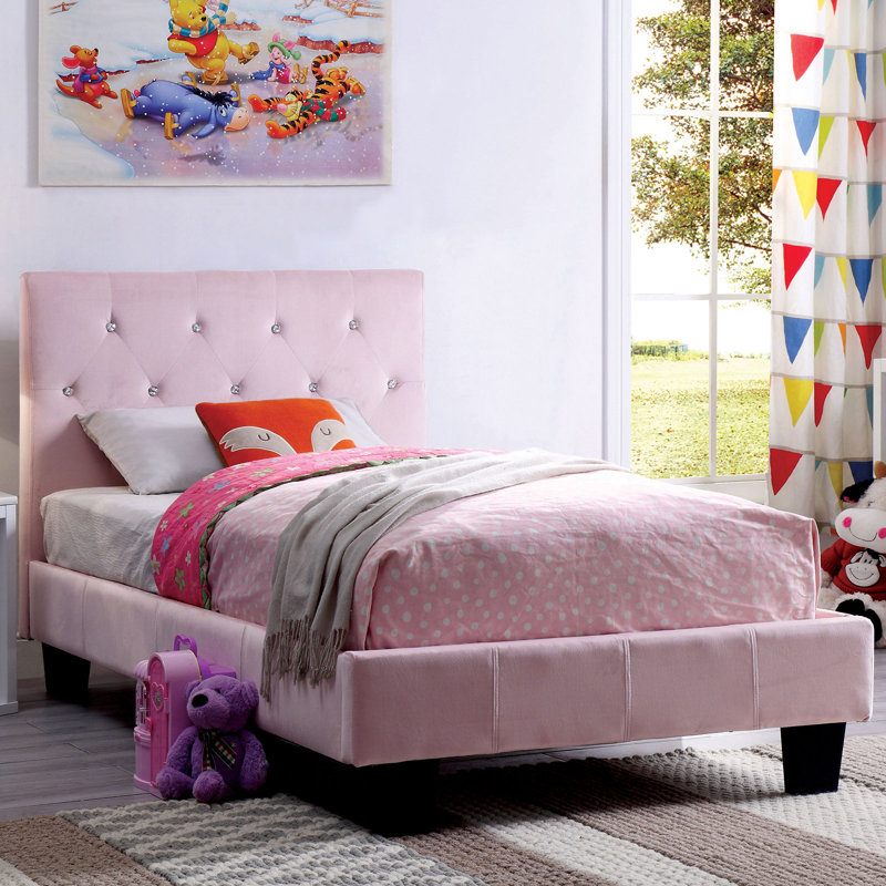 Maren Upholstered Platform Bed, Black, Twin