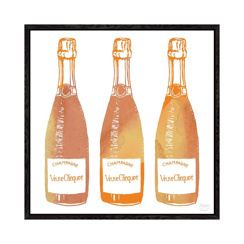 Veuve Cliequot Champagne - Print on Canvas, Black Floater Framed, 45.72cm H x 45.72cm W x 3.81cm D