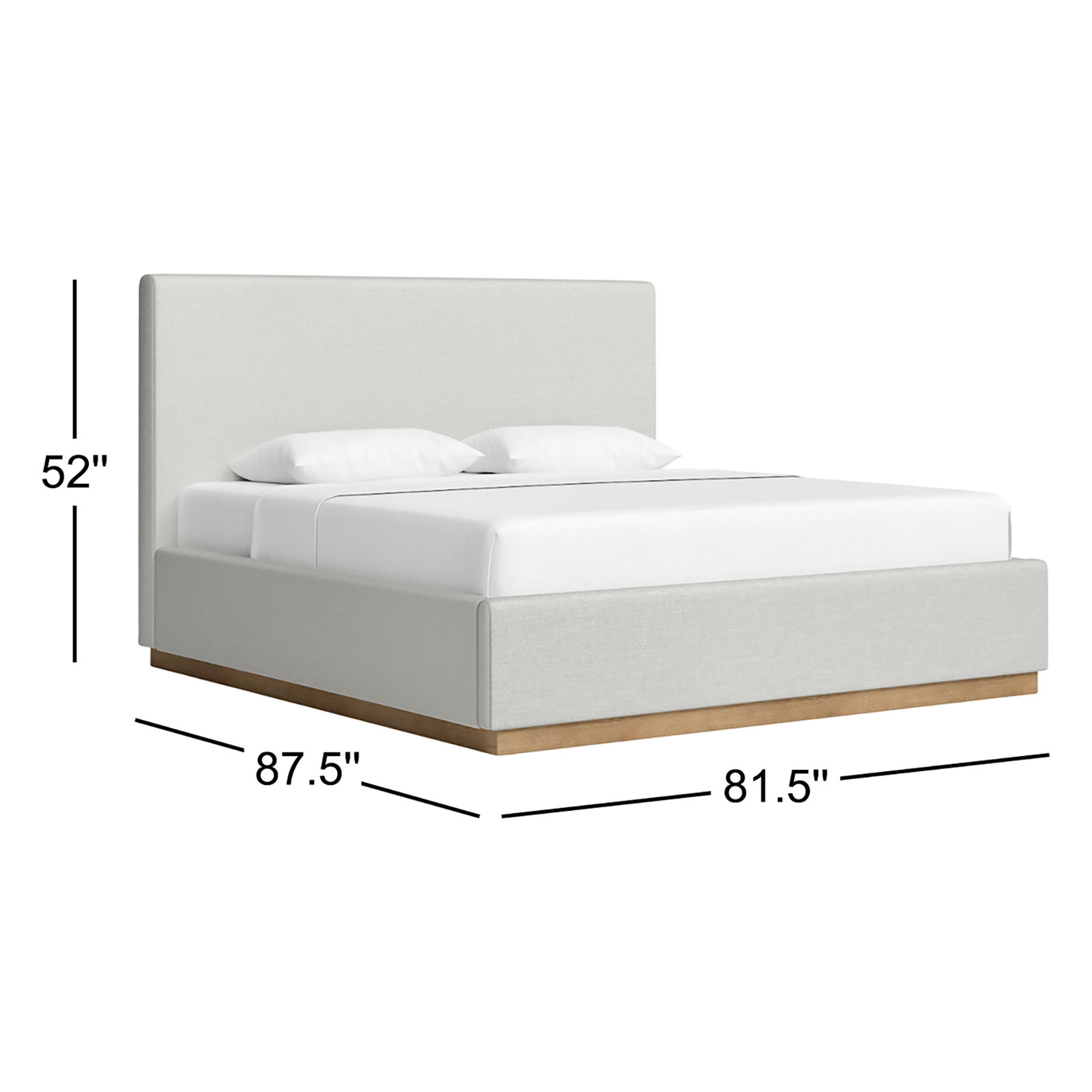 Citori Upholstered Panel Bed, King, Cream Linen Textured Fabric