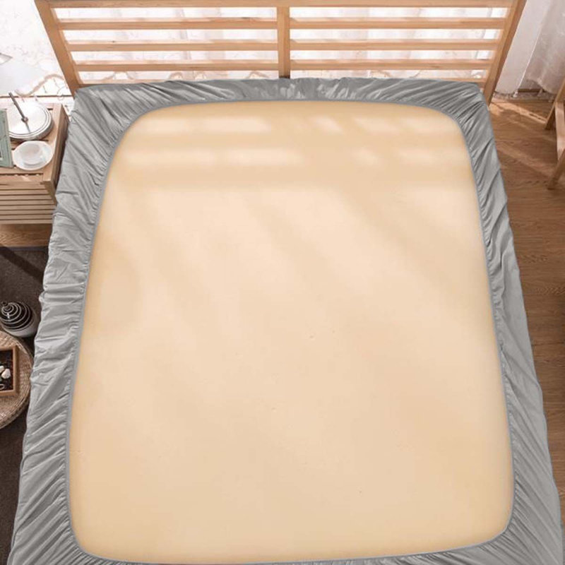 400TC Sateen Solid Cotton Fitted Sheet Fits Upto 12" Deep Pocket, Light Gray, Queen Fitted Sheet