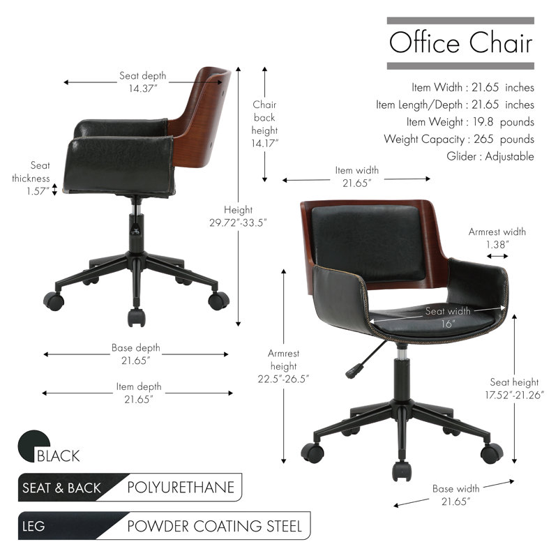 Chaise de bureau Wallach, Noir