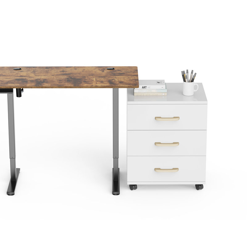  Sit-stand Desk With Usb Ports And Storage In Brown