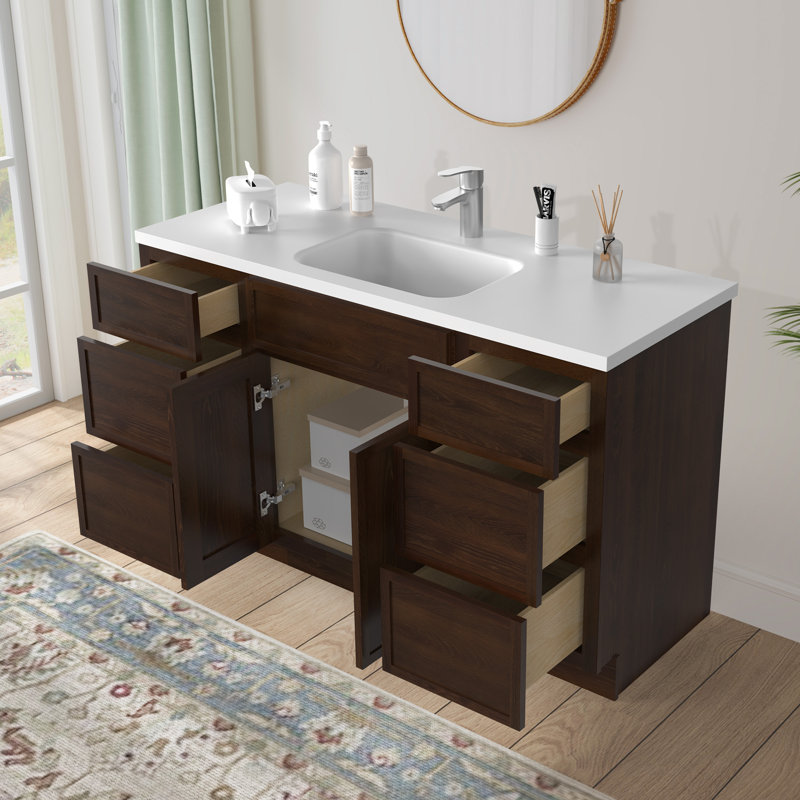 Base de meuble-lavabo simple 54 po seulement, Brun