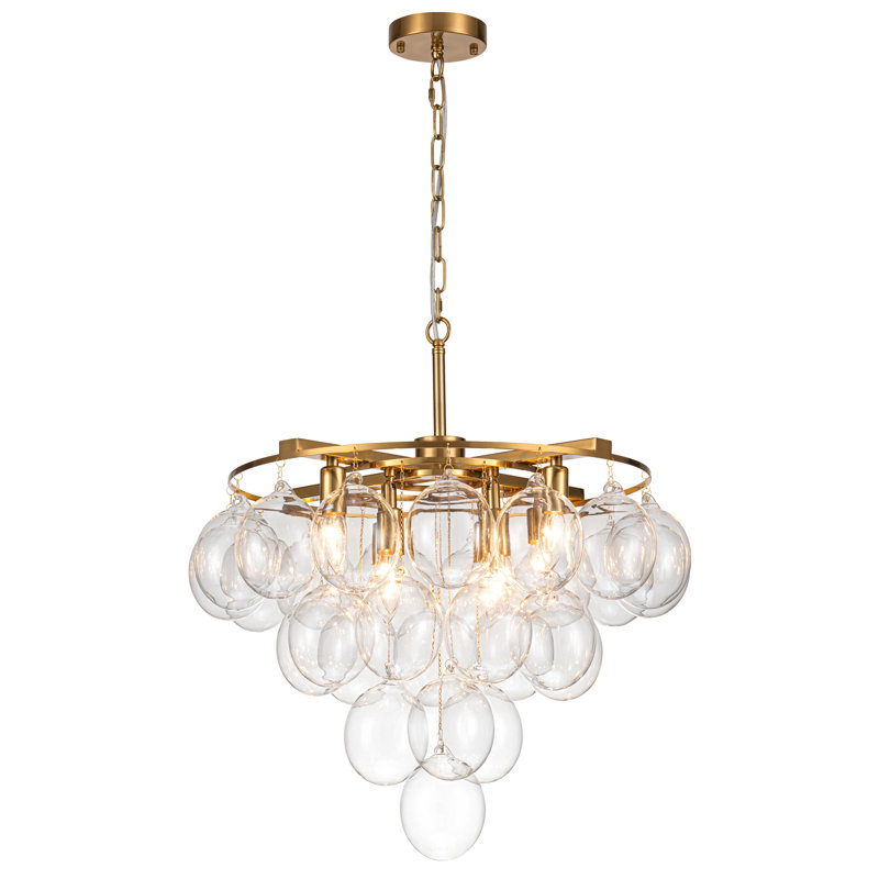Yader 8 - Light Dimmable Bubble Glass Chandelier, Brushed Gold