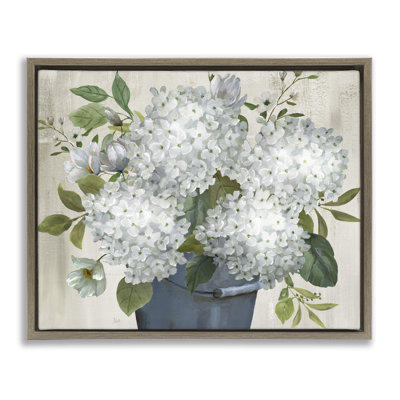 "Country hortensia", art mural encadré sur toile flottante par Nan