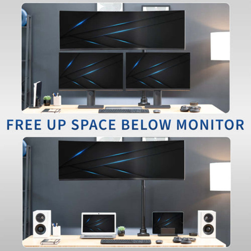 Extra Tall Black Single Ultrawide Monitor Desk Mount