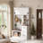 Storage Hall Tree For Home Organization,Entryway Bench With 3 Hooks, 3 Shelves & Drawers