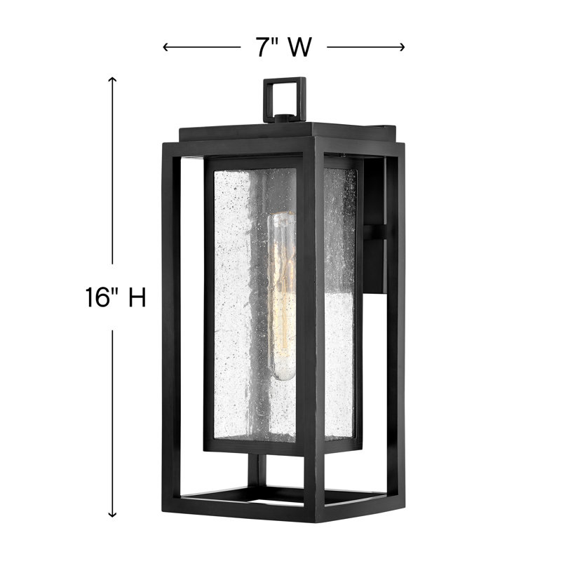 Medium Wall Mount Lantern, Black, 16" H x 7" W x 6.75" D