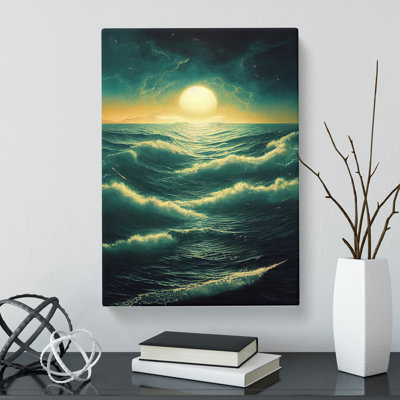 Seascape Painting Cyberpunk - Wrapped Canvas