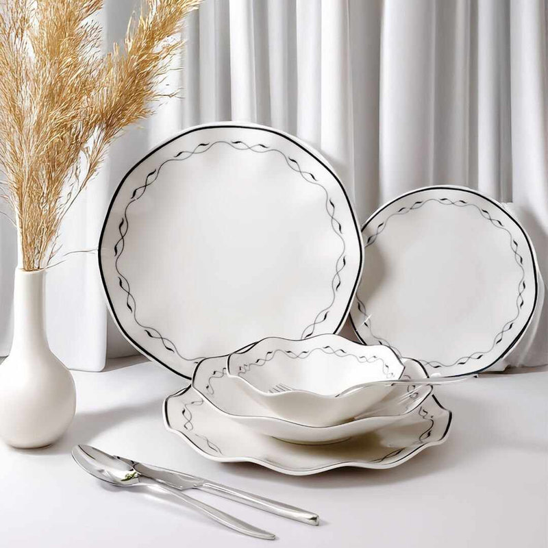 Service de vaisselle, Blanc/Noir