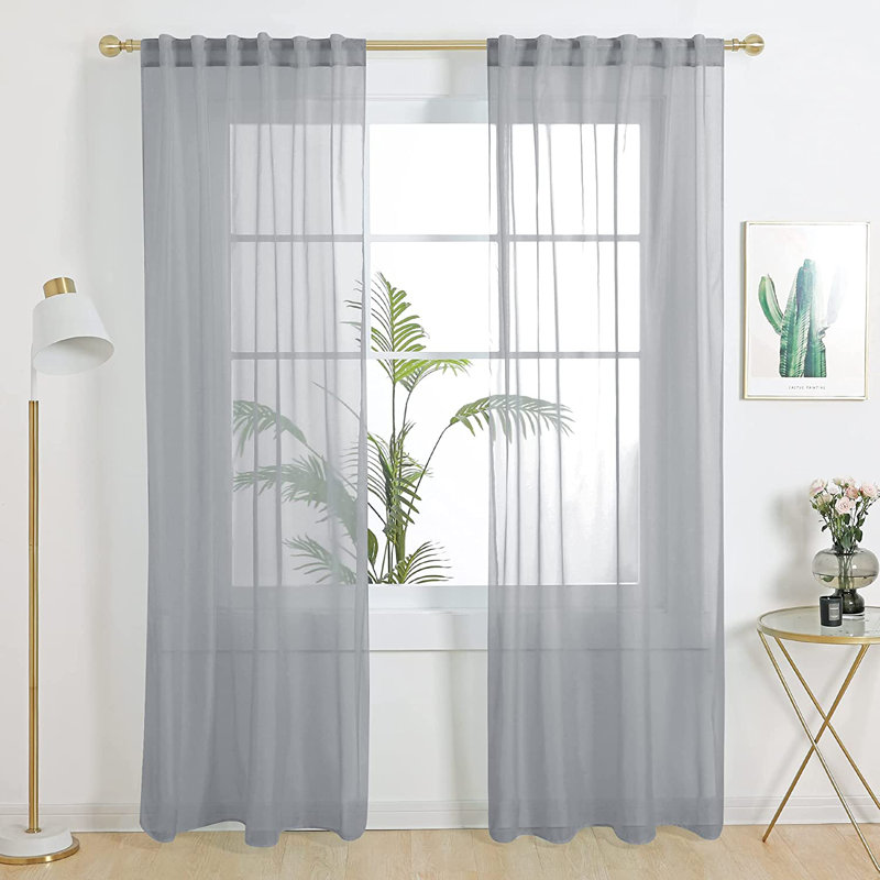 Sheer Curtain Panel Pair, 52" W x 45" L, Green
