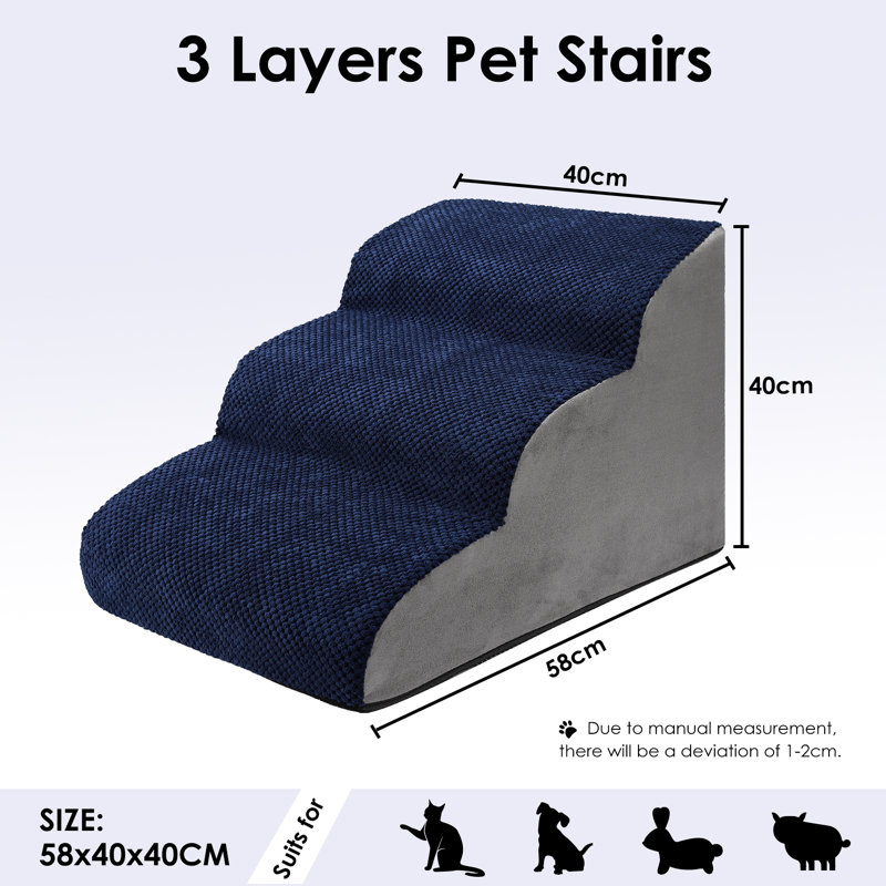 Blue High Density Foam Dog Stairs with Non-Slip Surface