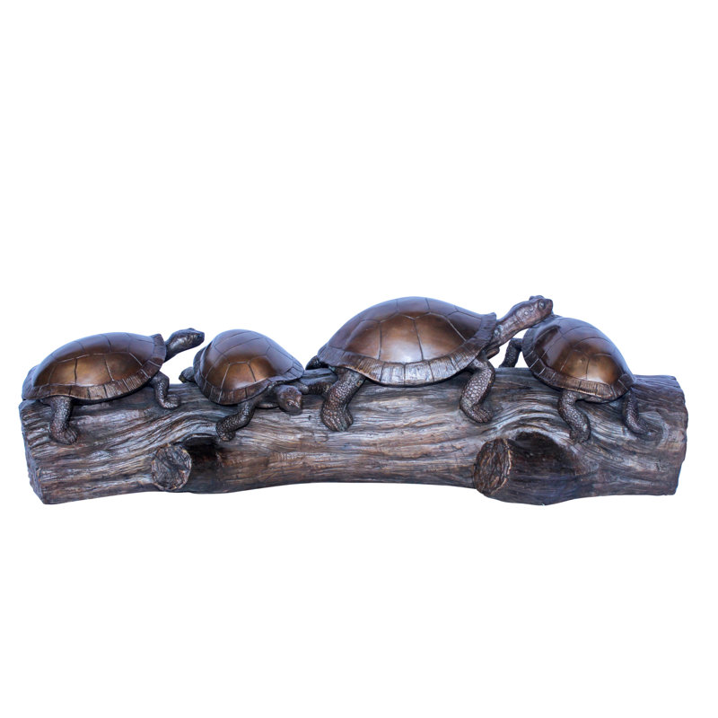 Statue en bronze avec quatre tortues sur un arbre, collection Nifao 39 po x 15 po x H 10 po