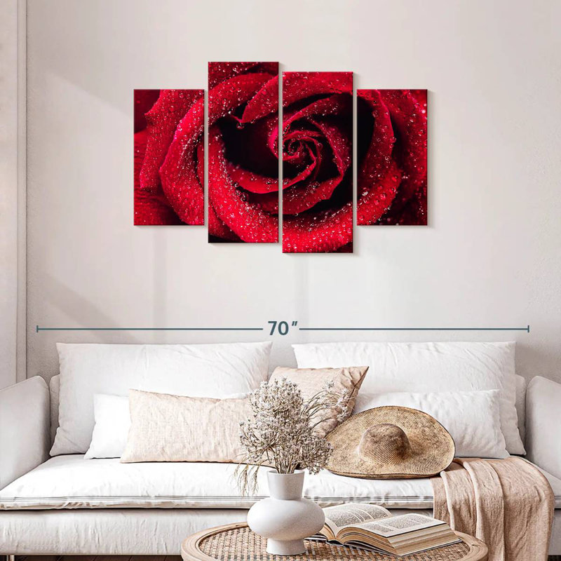 Harnek Droplets On Red Rose, 27" H x 43" W