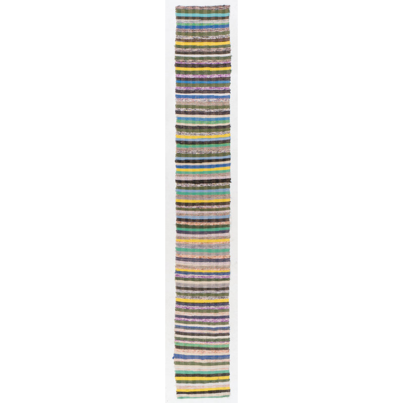 Tapis de couloir rayé turc fabriqué à la main 2,2 x 16 pi