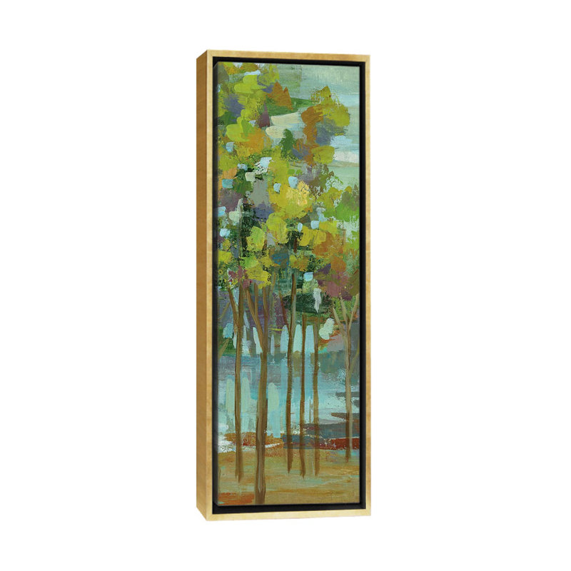 «Spring Trees Panel II» par Silvia Vassileva, reproduction d'art panoramique sur toile, Toile encadrée d'or