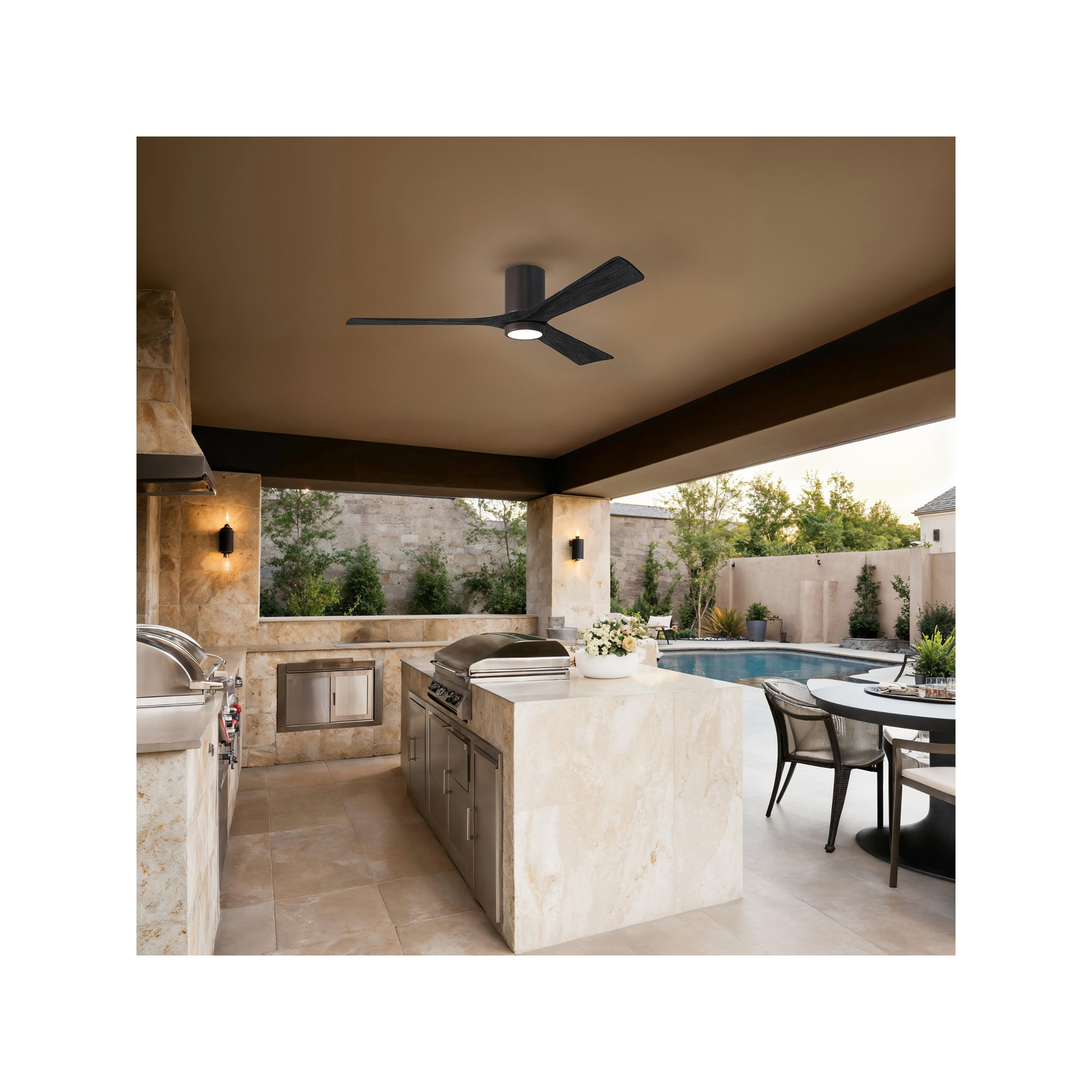 Olivier 3 Blade Ceiling Fan with LED Light Kit, Textured Bronze, 60", Matte Black