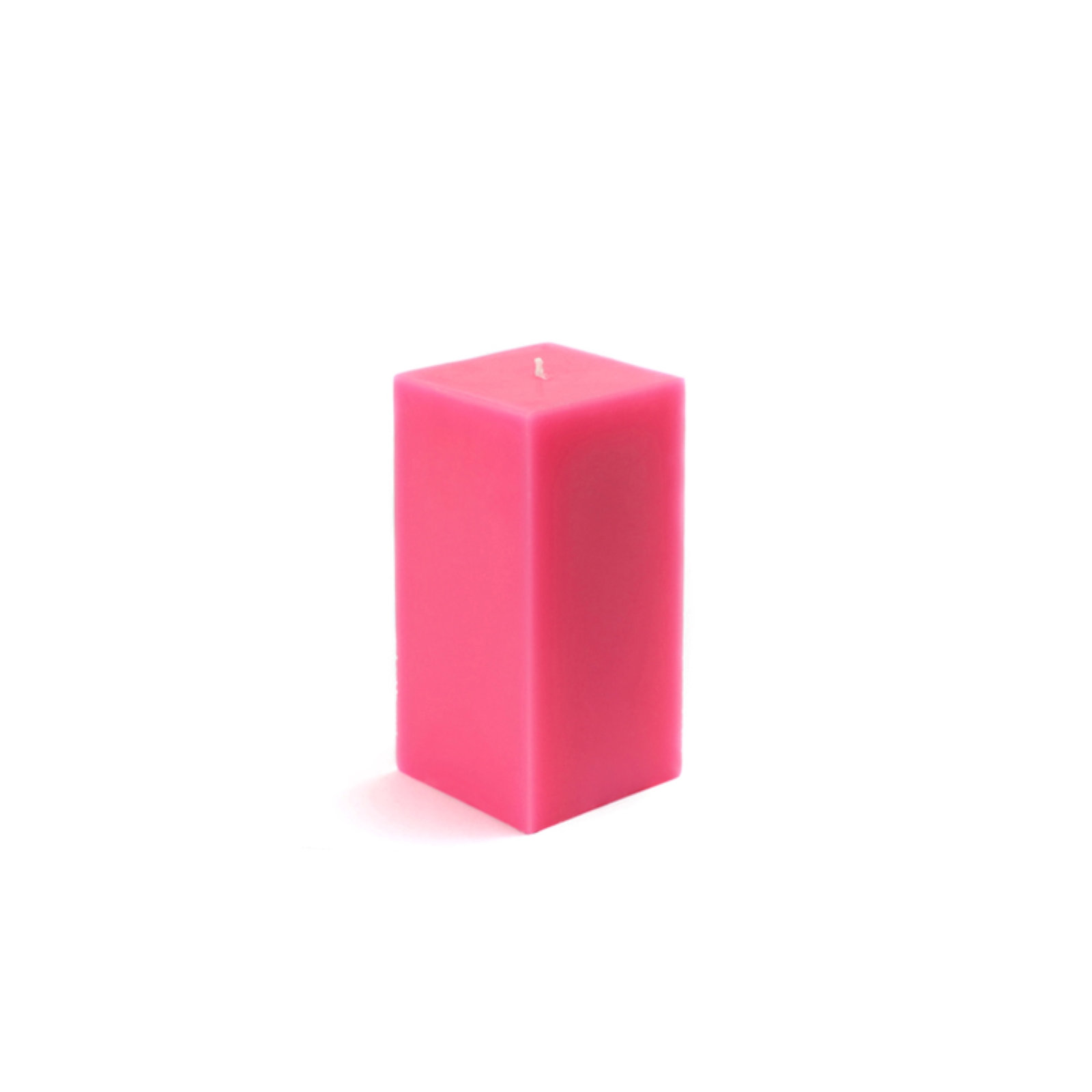 Square Pillar Candle, Hot Pink, 6" H x 3" W x 3" D, Set of 12