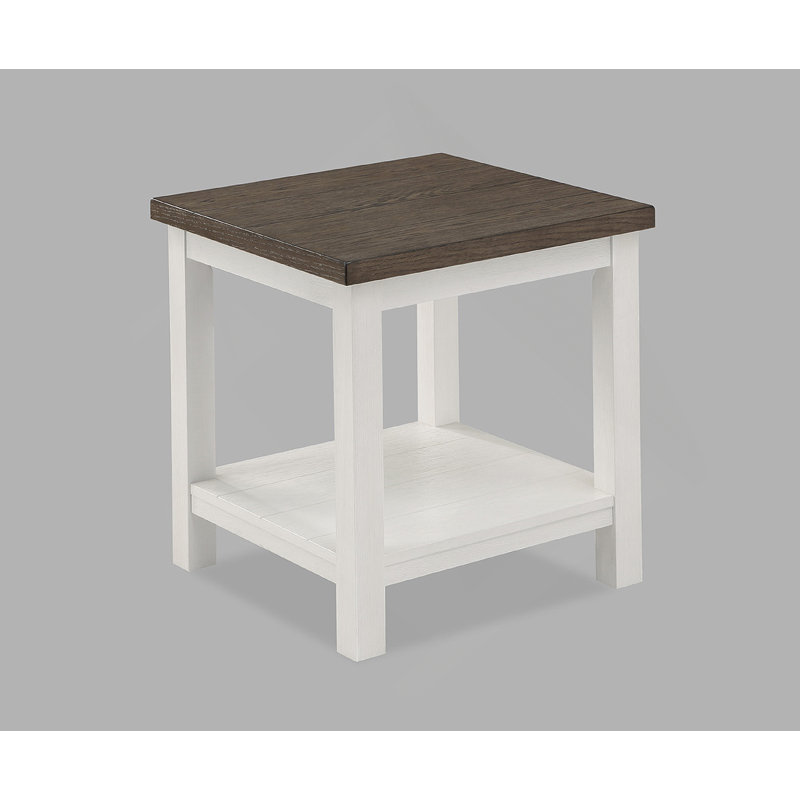 Table de bout brune de style campagnard avec base blanche en bois 1Pc