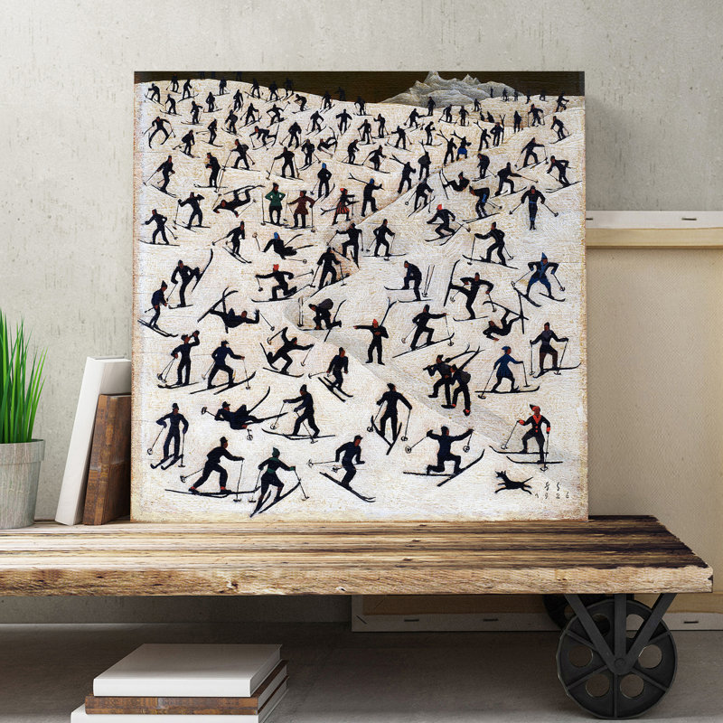 Franz Sedlacek Skiers - Wall Art, 35cm H x 35cm W x 3cm D