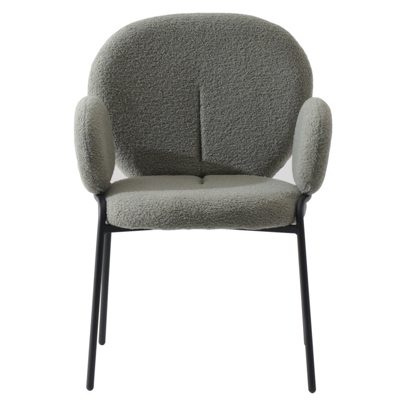 Chaise avec accoudoirs en tissu Amelia, Ensemble de 4, Vert, Noir