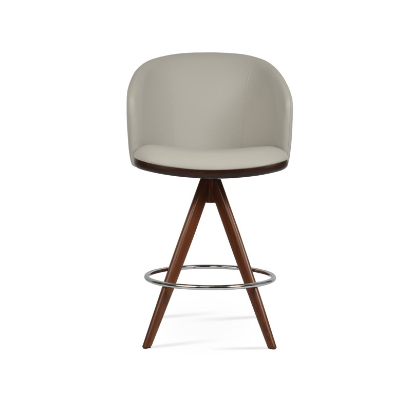 Tabouret de bar pivotant Athena Pyramid, Gris clair, Noyer