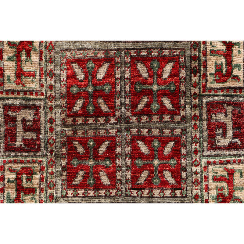 Tapis carré rouge en laine noué à la main de qualité supérieure de 5 pi One-of-a-Kind