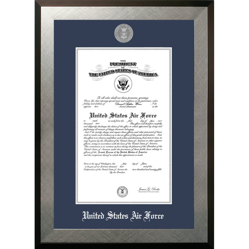 Cadre photo air force certificate, 11 po x 14 po