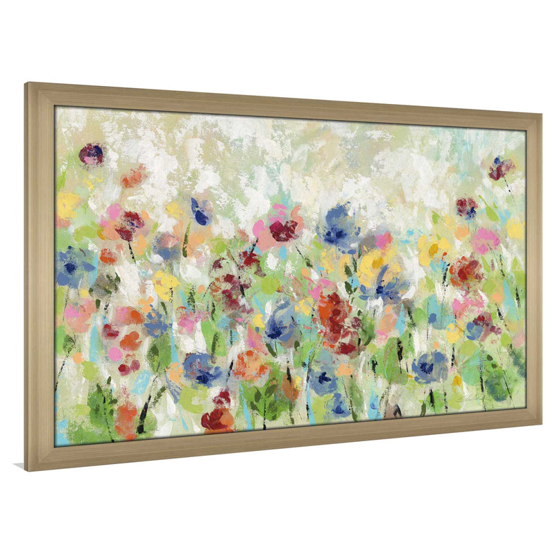 « printemps pâturage fleurs », reproduction de peinture à l’acrylique, H 21,5 po x l 27,5 po x P 0,75 po