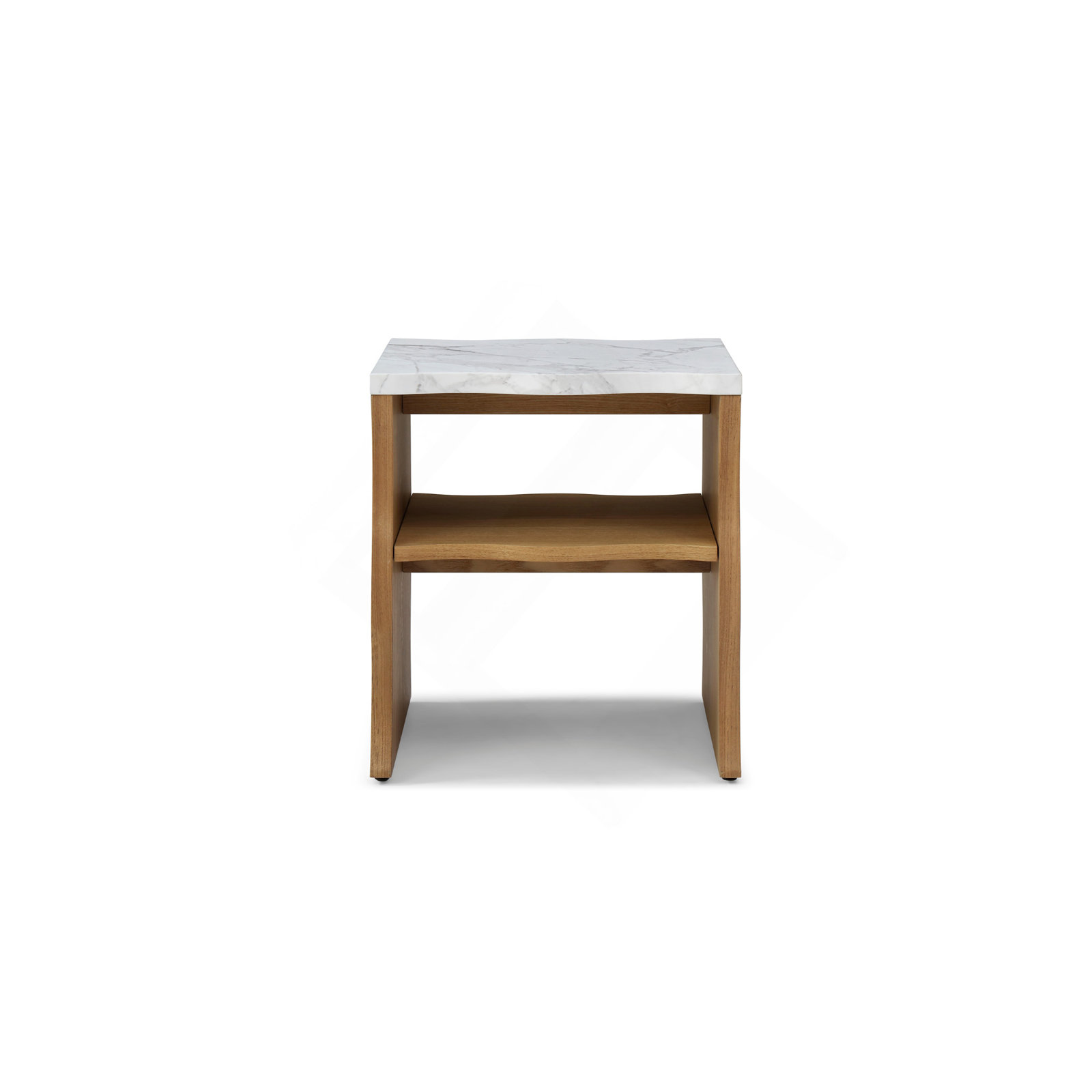 17" Marble Top Storage End Table, Wood