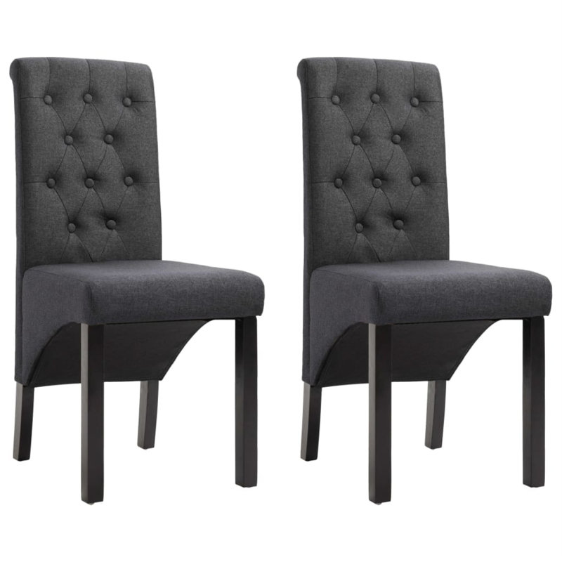 Dining Chairs Side Chair with Solid Wood Legs for Home Kitchen Fabric, Dark Gray, 2