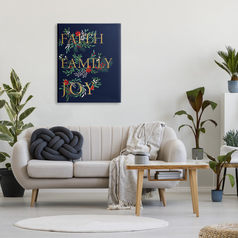 Faith Family Joy Text Traditional, H 40 po x l 30 po, Toile tendue