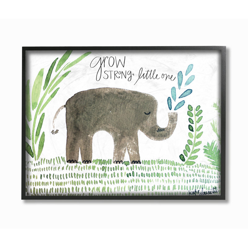 «Grow Strong Little Elephant», art encadré, Giclée encadrée noir minuit, H 16 po x l 20 po
