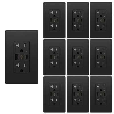 Prise de courant double 20 ampères avec port USB