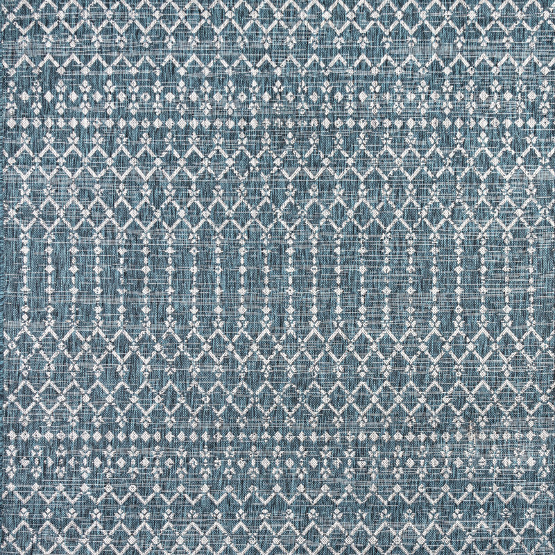 Tapis d'intérieur / extérieur Crompton, Bleu sarcelle / Gris, Carré 3 pi 11 po