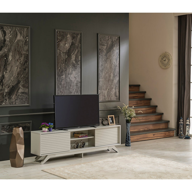 Meuble télé 2 portes 2 tablettes Modern