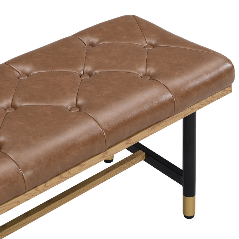 Banc rembourré en similicuir Makayla, Brun