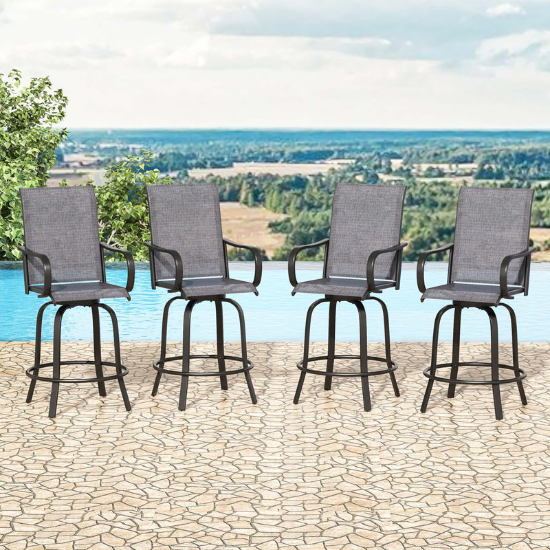 Ensemble de 2 tabourets pivotants d'extérieur avec tissu en textilène à séchage rapide et confort ergonomique