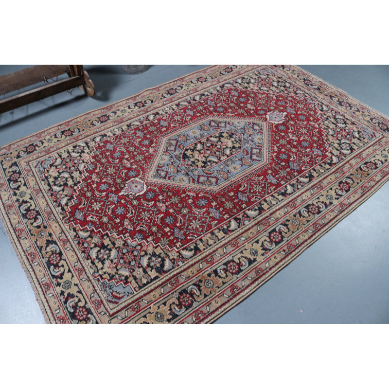 Grand tapis turc Oushak rétro rouge pour un salon ou un salon décoratif de Turquie