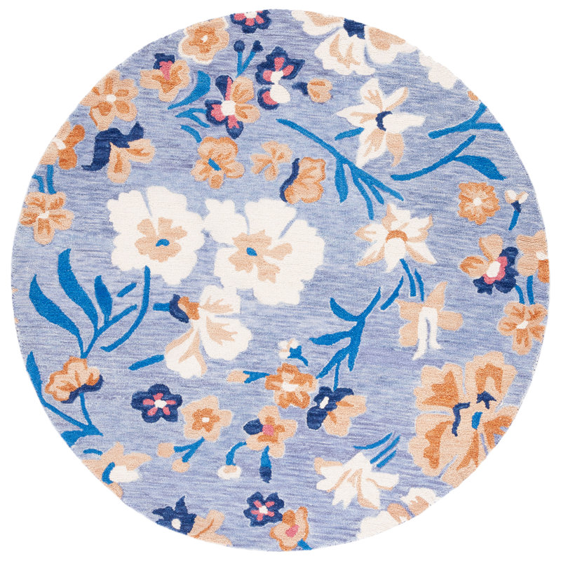 Jardin Hand Tufted Wool Floral Rug, Round 6'