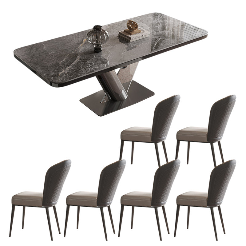 Ensemble de table de salle à manger rectangulaire de style italien, H 29,5 po x L 55,1 po x l 31,5 po, Gris